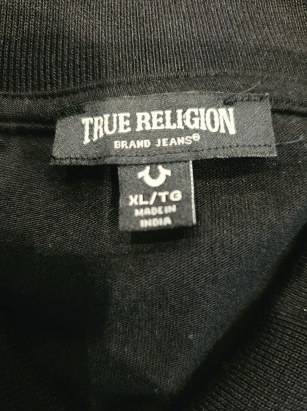 True Religion Black Polo with Contrast Logo Zip Placket